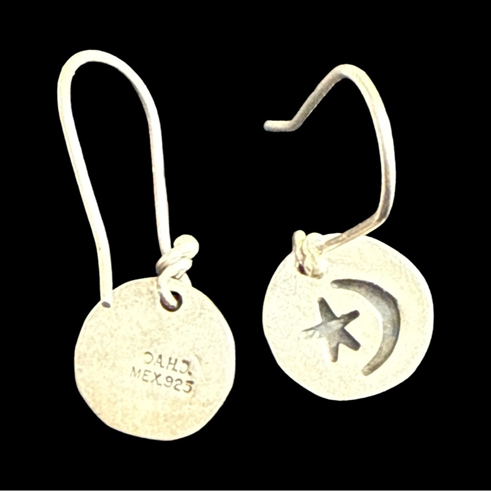 Celestial Silver Earrings with Star and Moon 925 taxco Mexico